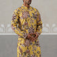 Men's Floral Printed Cotton Straight Kurta (KO 5307 Yellow ) [FF] [J-1]