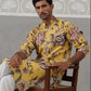 Men's Floral Printed Cotton Straight Kurta (KO 5307 Yellow ) [FF] [J-1]
