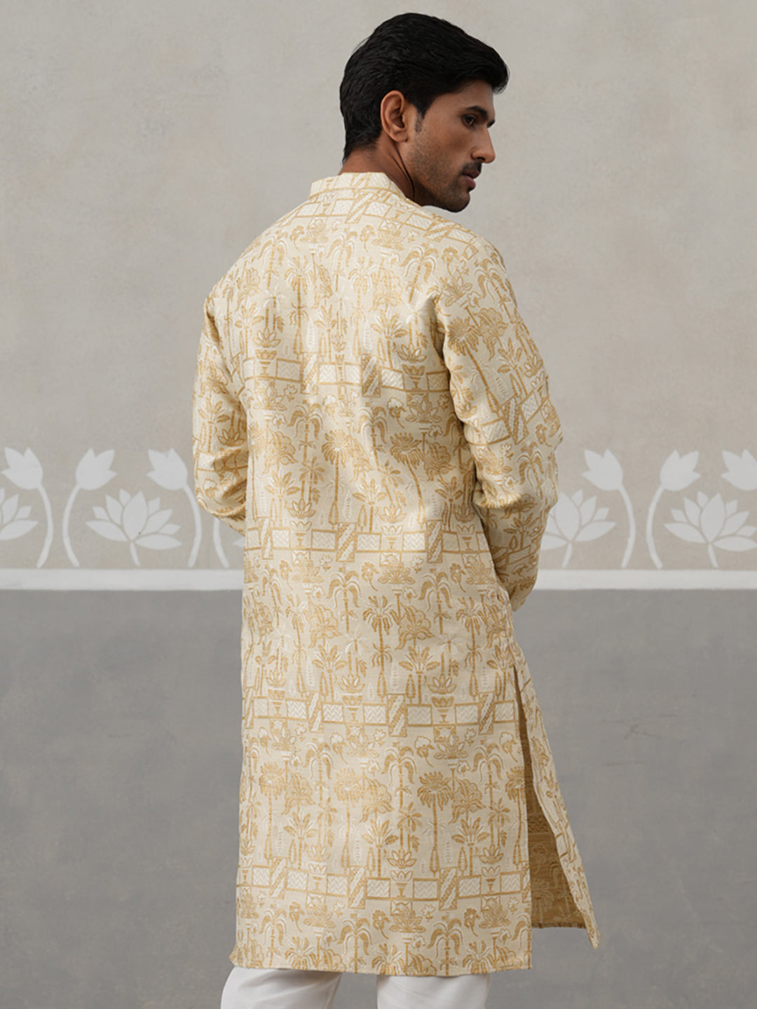 Designer Silk Blend Kurta for Men ( KO 5309 Golden ) [FF] [A-1-4]