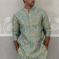 Designer Silk Blend Kurta for Men ( KO 5309 Sea-Green ) [FF] [A-1-4]
