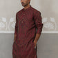 Silk Blend Designer Kurta for Men ( KO 5311 Maroon ) [FF] [A-1-4]