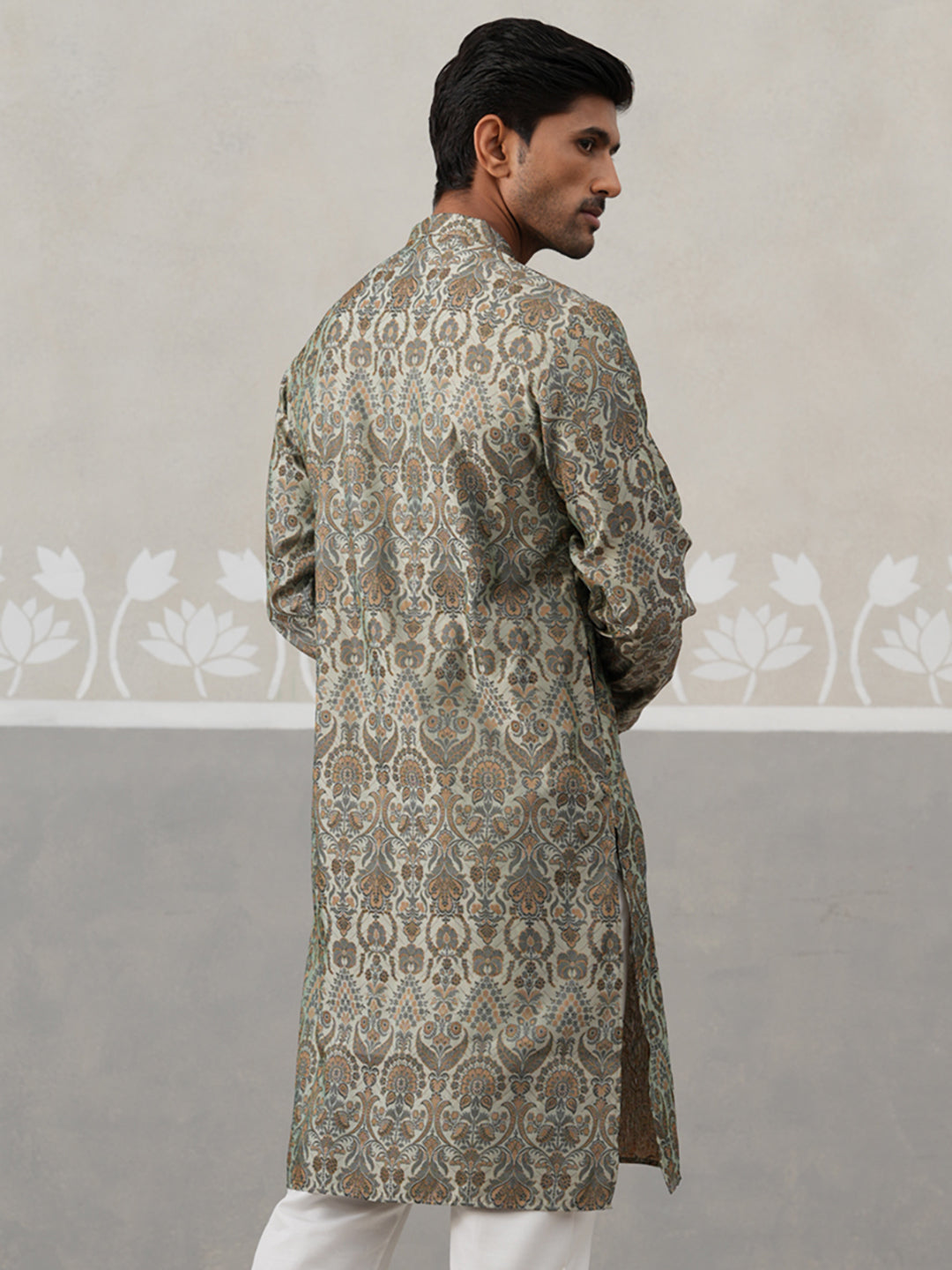 Silk Blend Designer Kurta for Men ( KO 5311 Sea-Green ) [FF] [A-1-4]