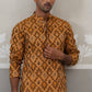 Silk Blend Woven Design Kurta ( KO 5312 Mustard ) [FF] [A-1-4]