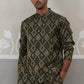 Silk Blend Woven Design Kurta ( KO 5312 Olive ) [FF] [A-1-4]