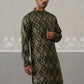 Silk Blend Woven Design Kurta ( KO 5312 Olive ) [FF] [A-1-4]