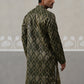 Silk Blend Woven Design Kurta ( KO 5312 Olive ) [FF] [A-1-4]