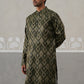 Silk Blend Woven Design Kurta ( KO 5312 Olive ) [FF] [A-1-4]