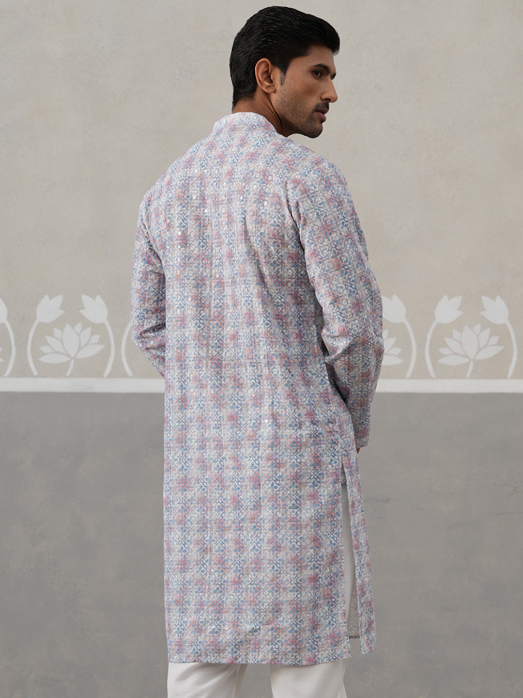 Printed and Emrbroidered Kurta ( KO 5314Blue ) [FF] [C-10]