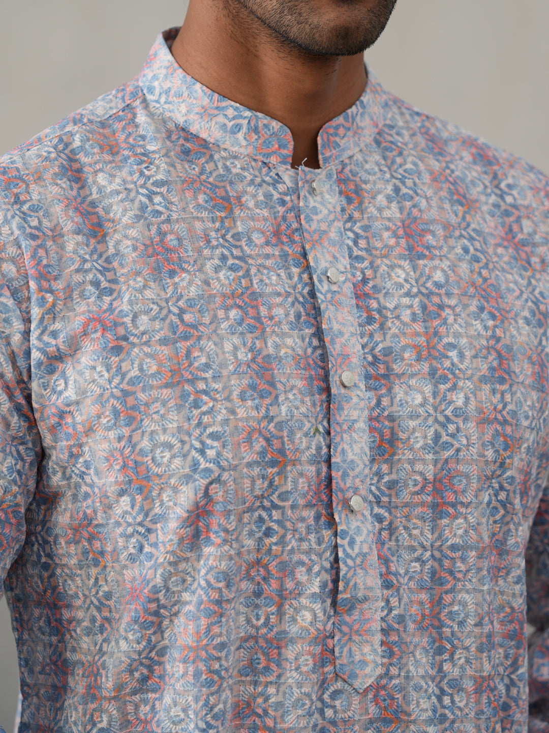 Printed and Emrbroidered Kurta ( KO 5314Blue ) [FF] [C-10]