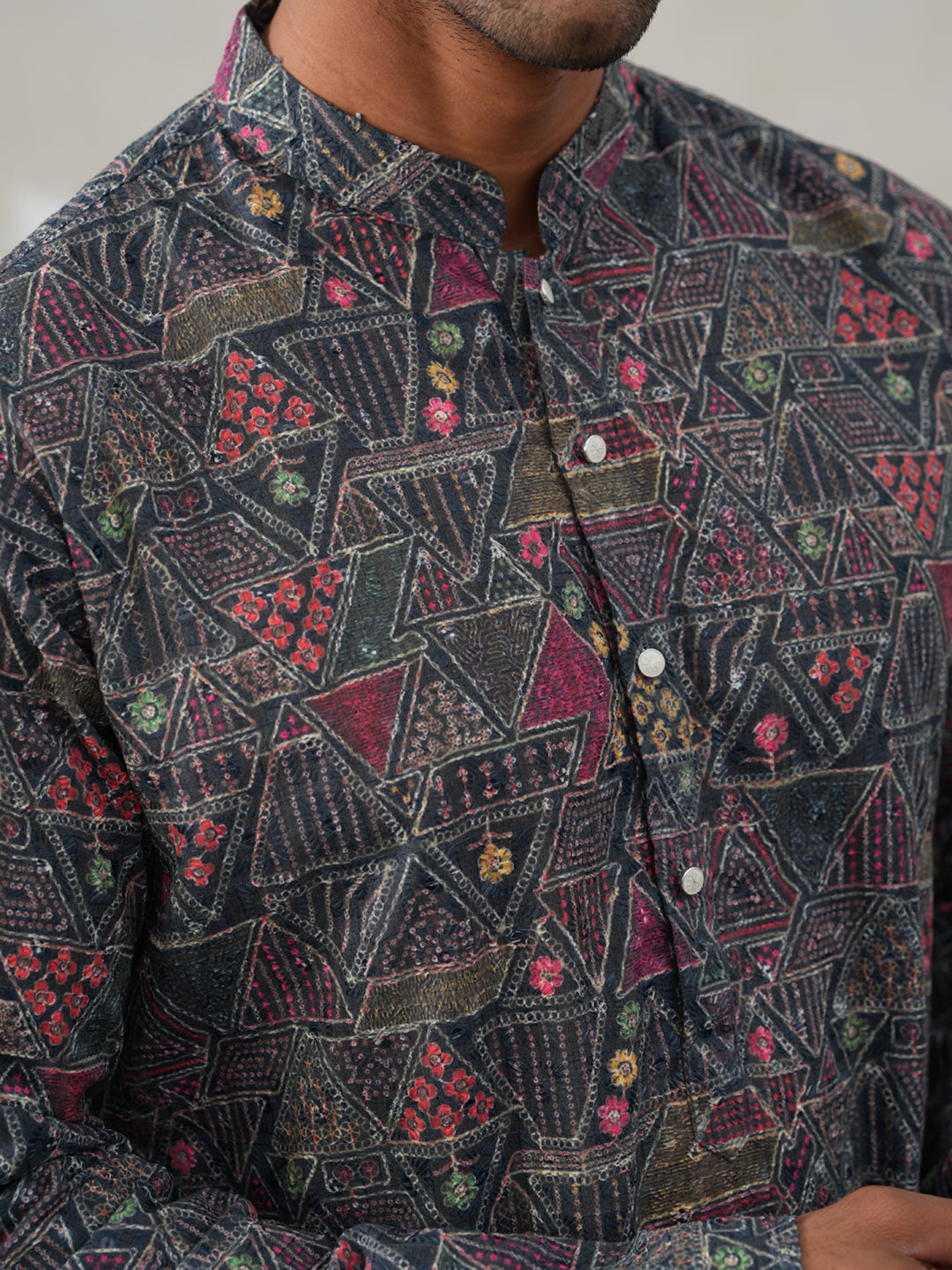 Printed and Emrbroidered Kurta ( KO 5314Grey ) [FF] [C-10]