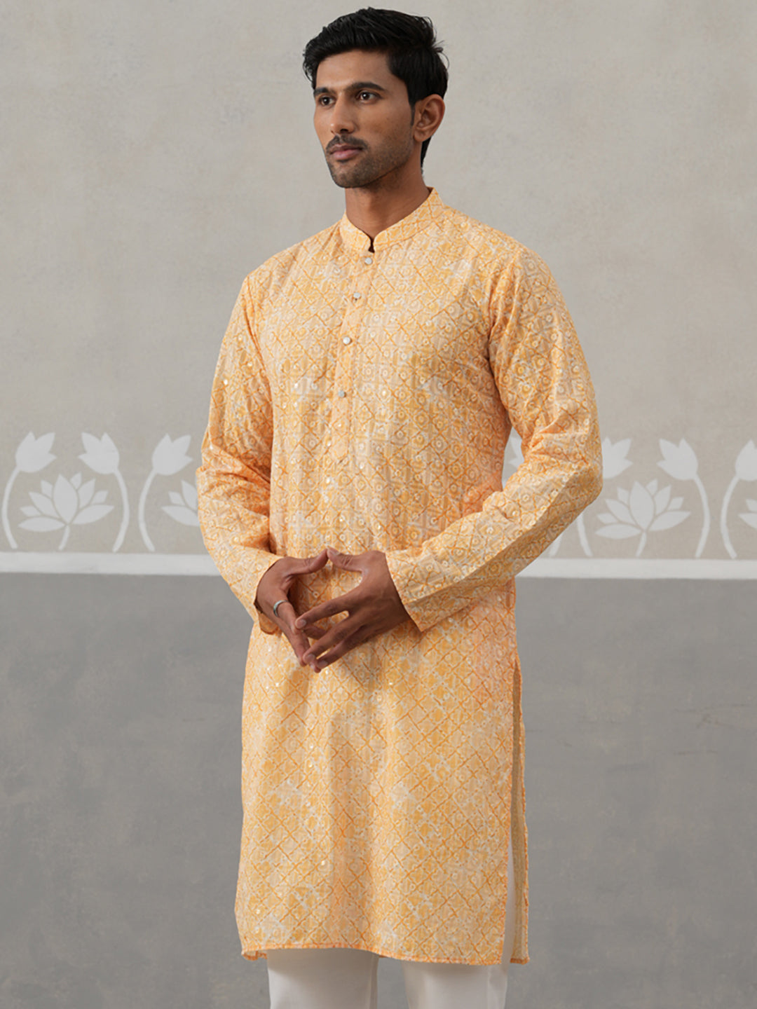 Printed and Emrbroidered Kurta ( KO 5314Orange ) [FF] [C-10]