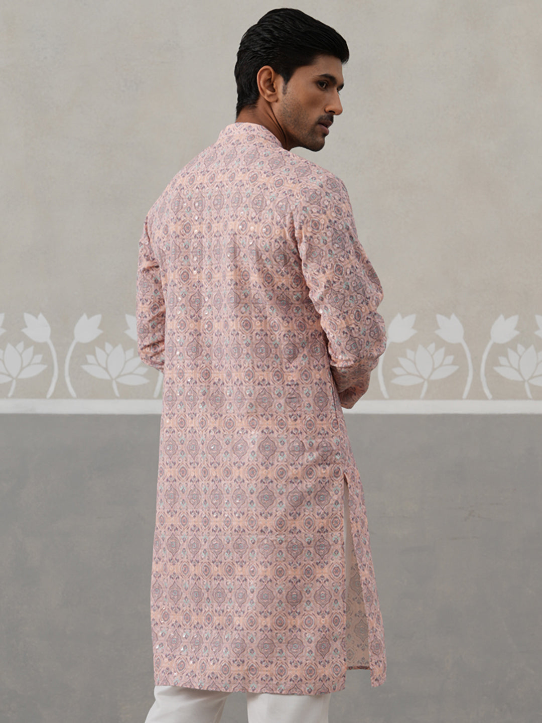 Printed and Emrbroidered Kurta ( KO 5314 Peach ) [FF] [C-10]