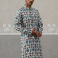 Silk Blend Woven Design Kurta (KO 5315 Blue ) [FF] [A-1-4]