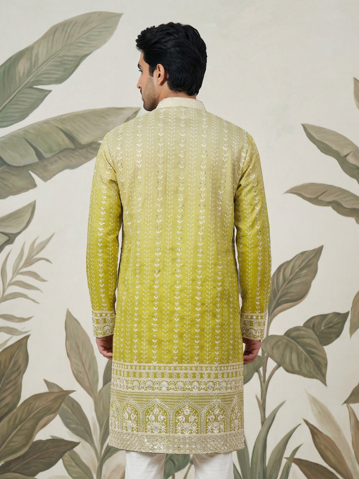 Designer Embroidery Silk Blend Kurta for Men ( KO 5317Pista S ) [FF] [B-1-2]