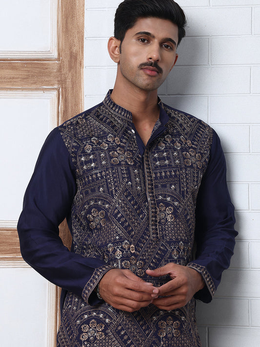 Traditional Embroidered Kurta ( KO 5318 Navy ) [FF] [A-6-7]