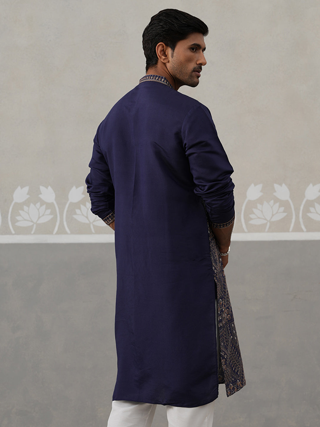 Traditional Embroidered Kurta for Men ( KO 5318 Navy ) [FF] [A-6-7]
