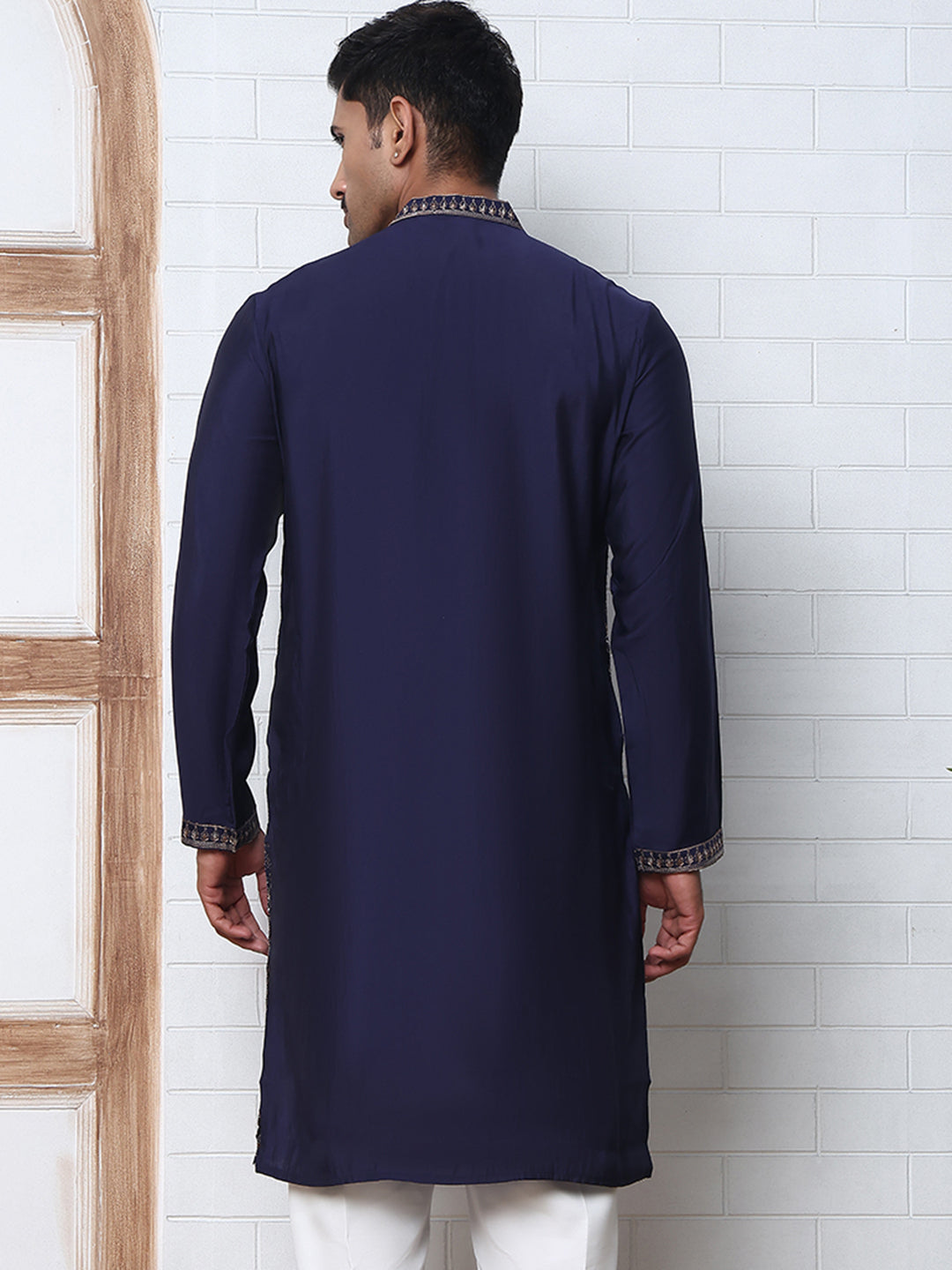 Traditional Embroidered Kurta ( KO 5318 Navy ) [FF] [A-6-7]
