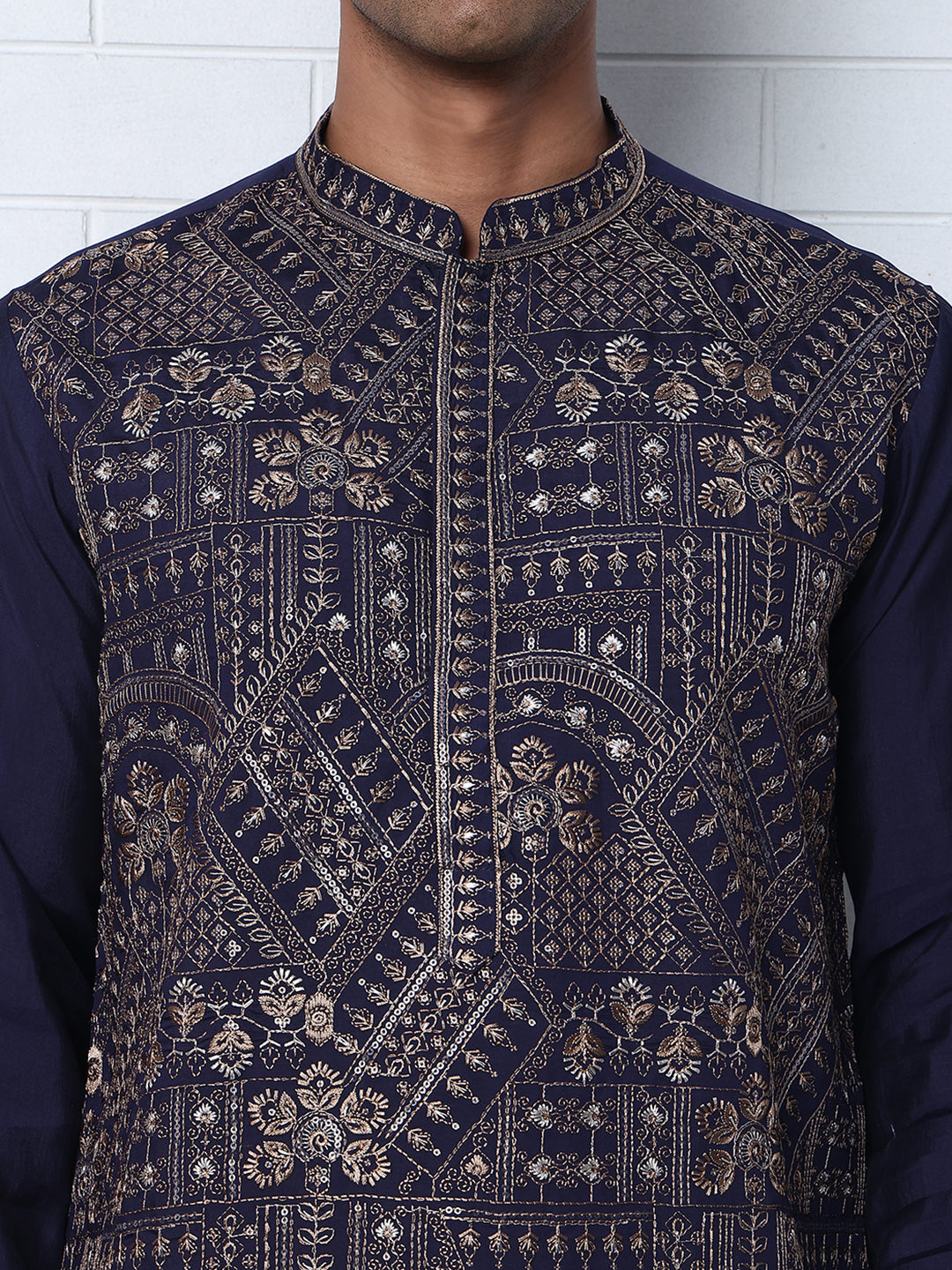 Traditional Embroidered Kurta ( KO 5318 Navy ) [FF] [A-6-7]