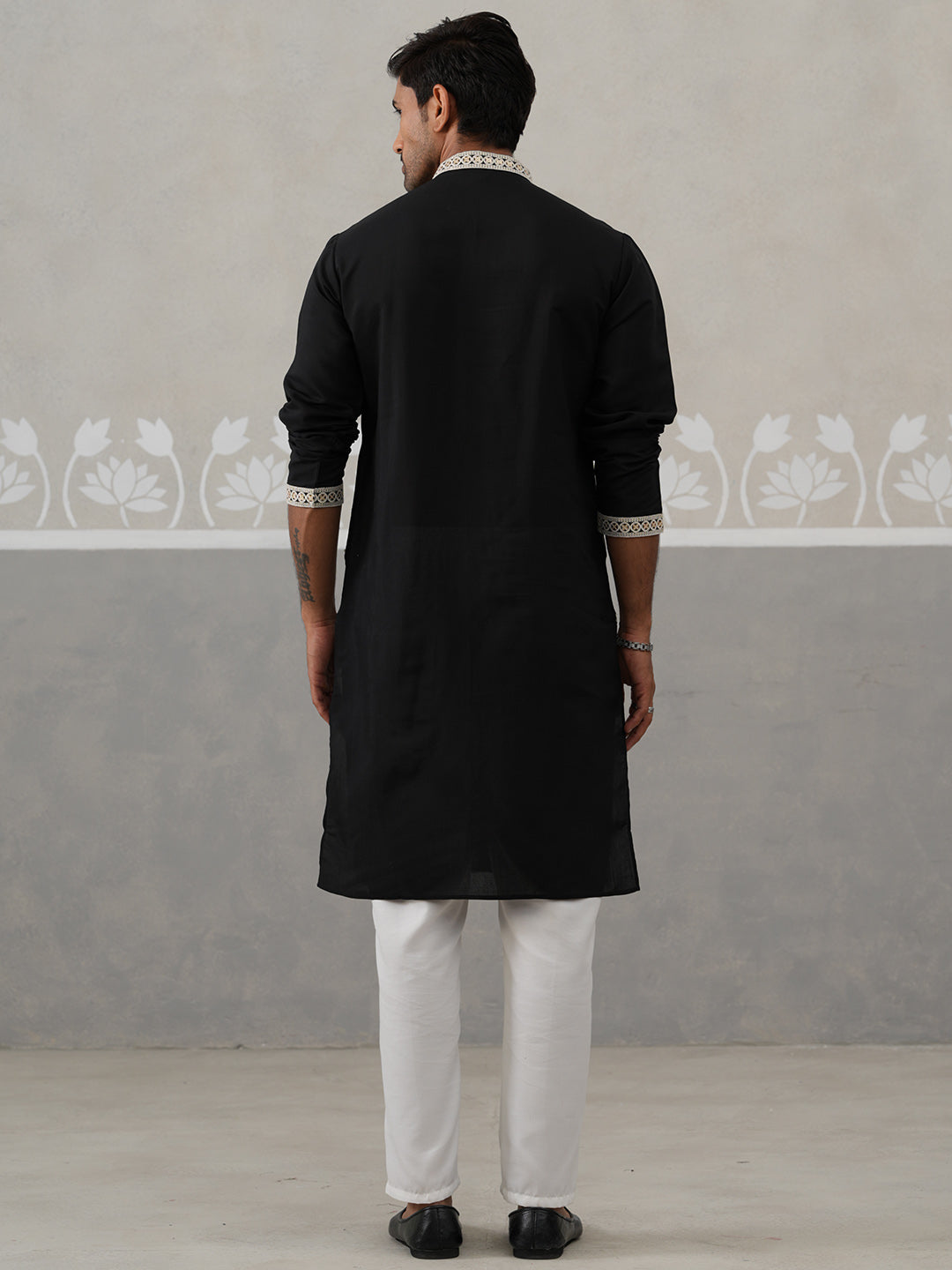 Silk Blend Embroidered Kurtas (KO 5325 Black ) [FF] [B-10]