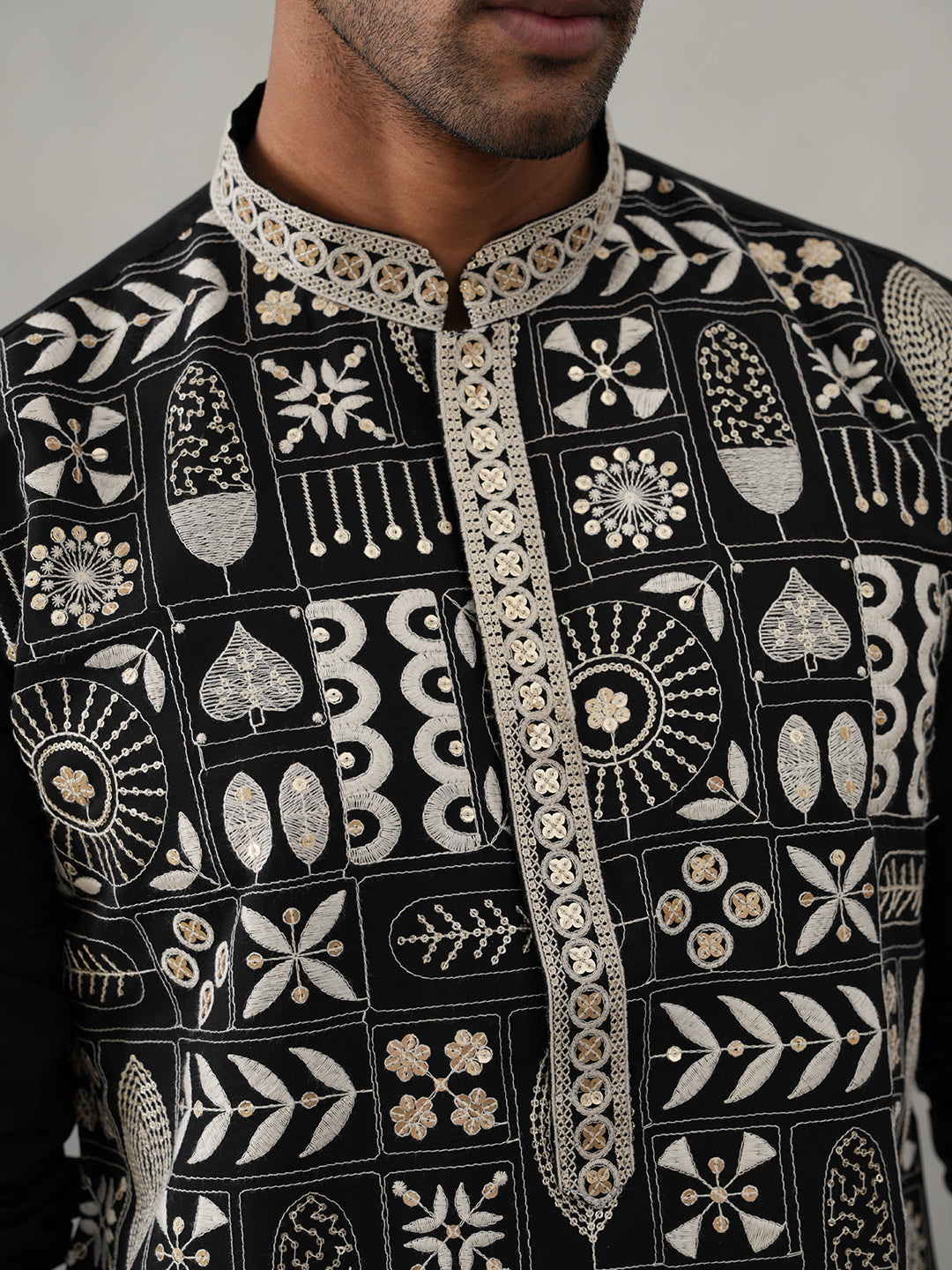 Silk Blend Embroidered Kurtas (KO 5325 Black ) [FF] [B-10]