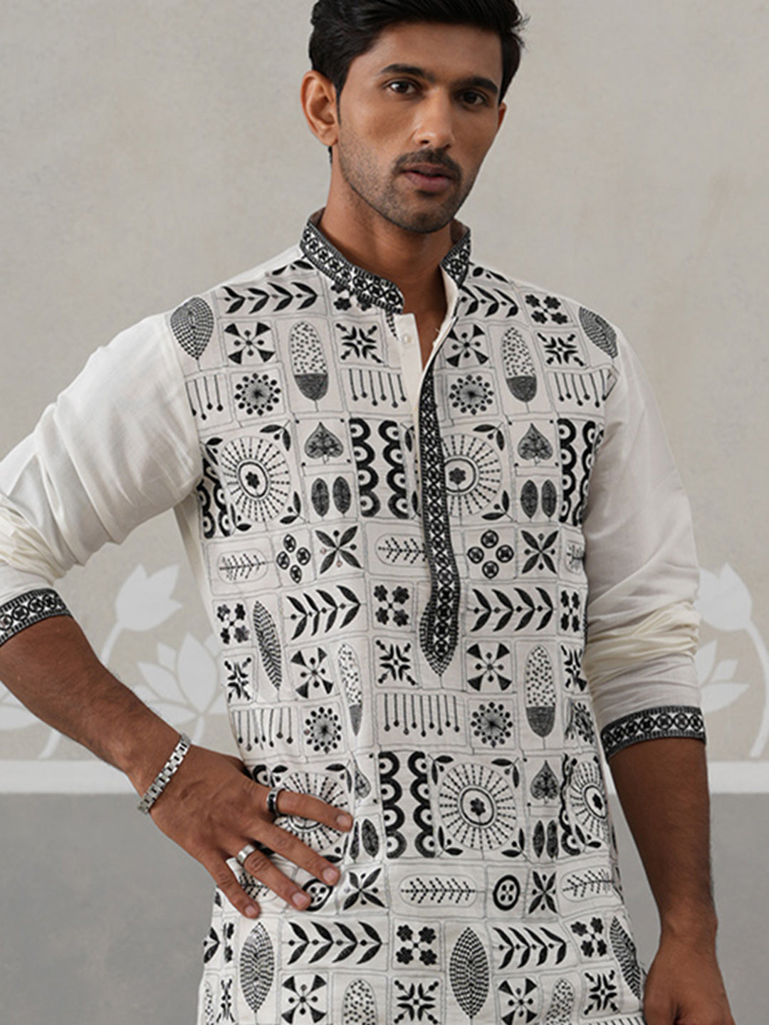 Silk Blend Embroidered Kurtas (KO 5325 White ) [FF] [B-10]