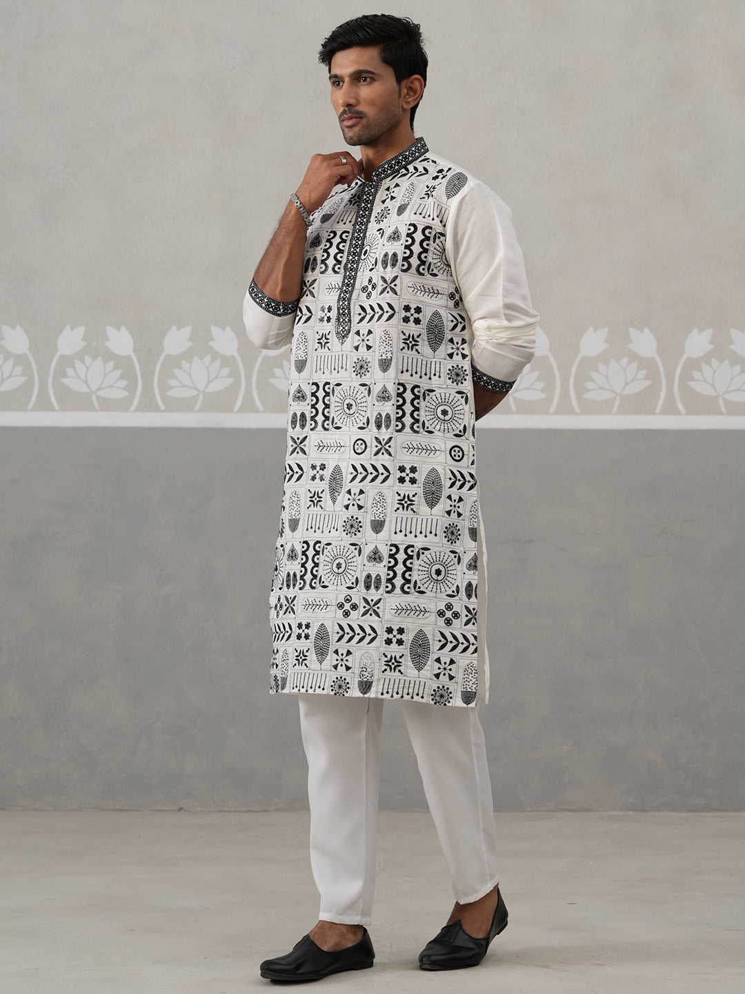 Silk Blend Embroidered Kurtas (KO 5325 White ) [FF] [B-10]
