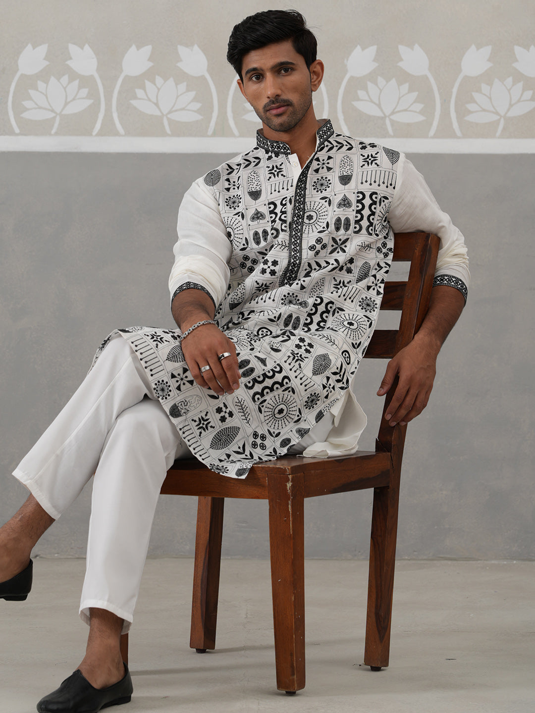 Silk Blend Embroidered Kurtas (KO 5325 White ) [FF] [B-10]