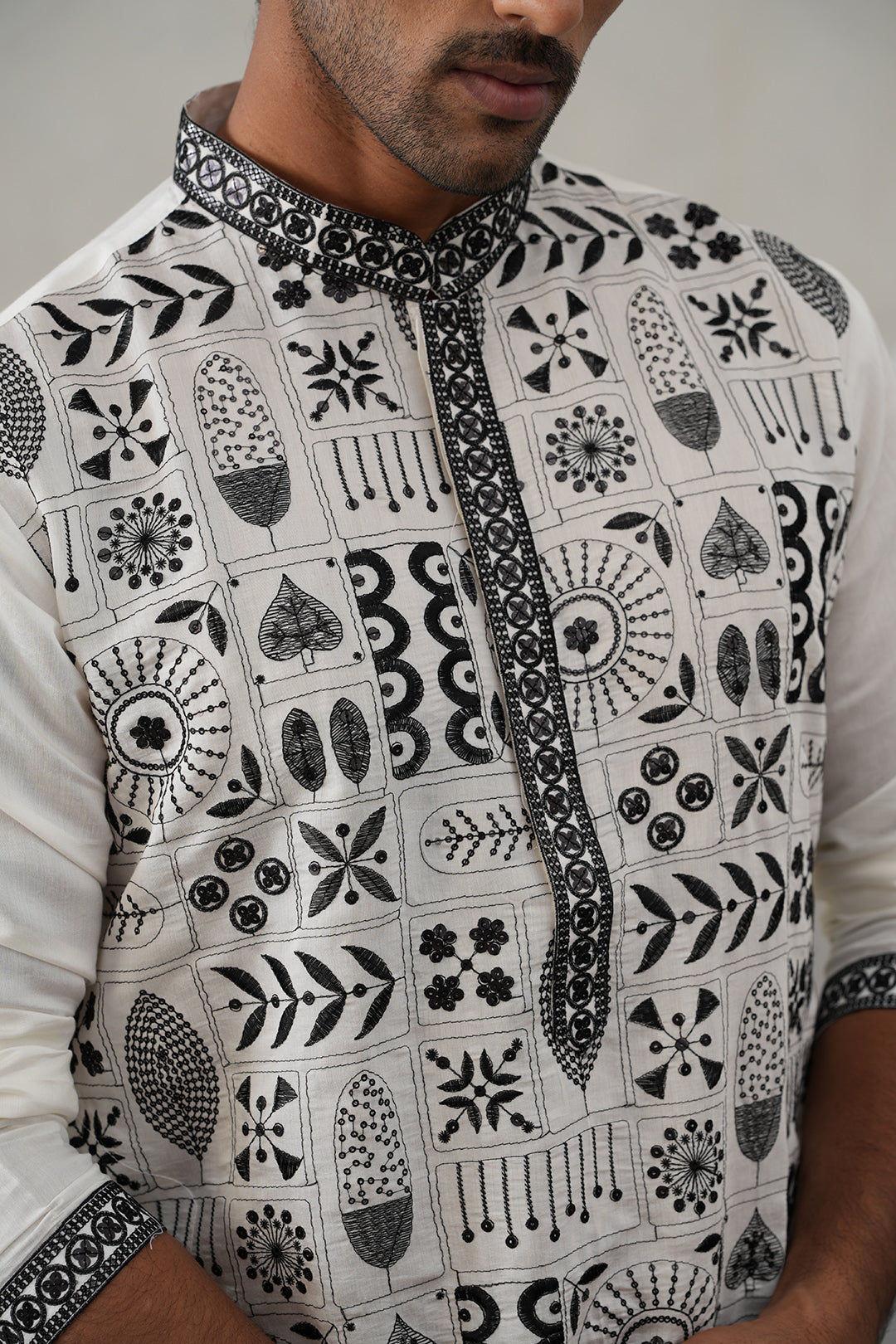 Silk Blend Embroidered Kurtas (KO 5325 White ) [FF] [B-10]