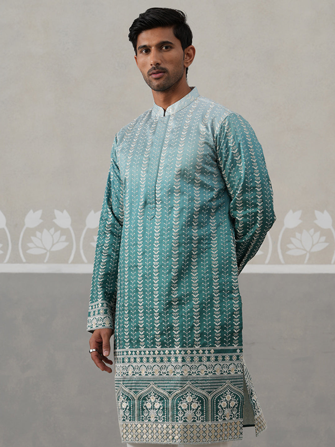 Silk Blend Kurta for men ( KO 5328 Peacock )