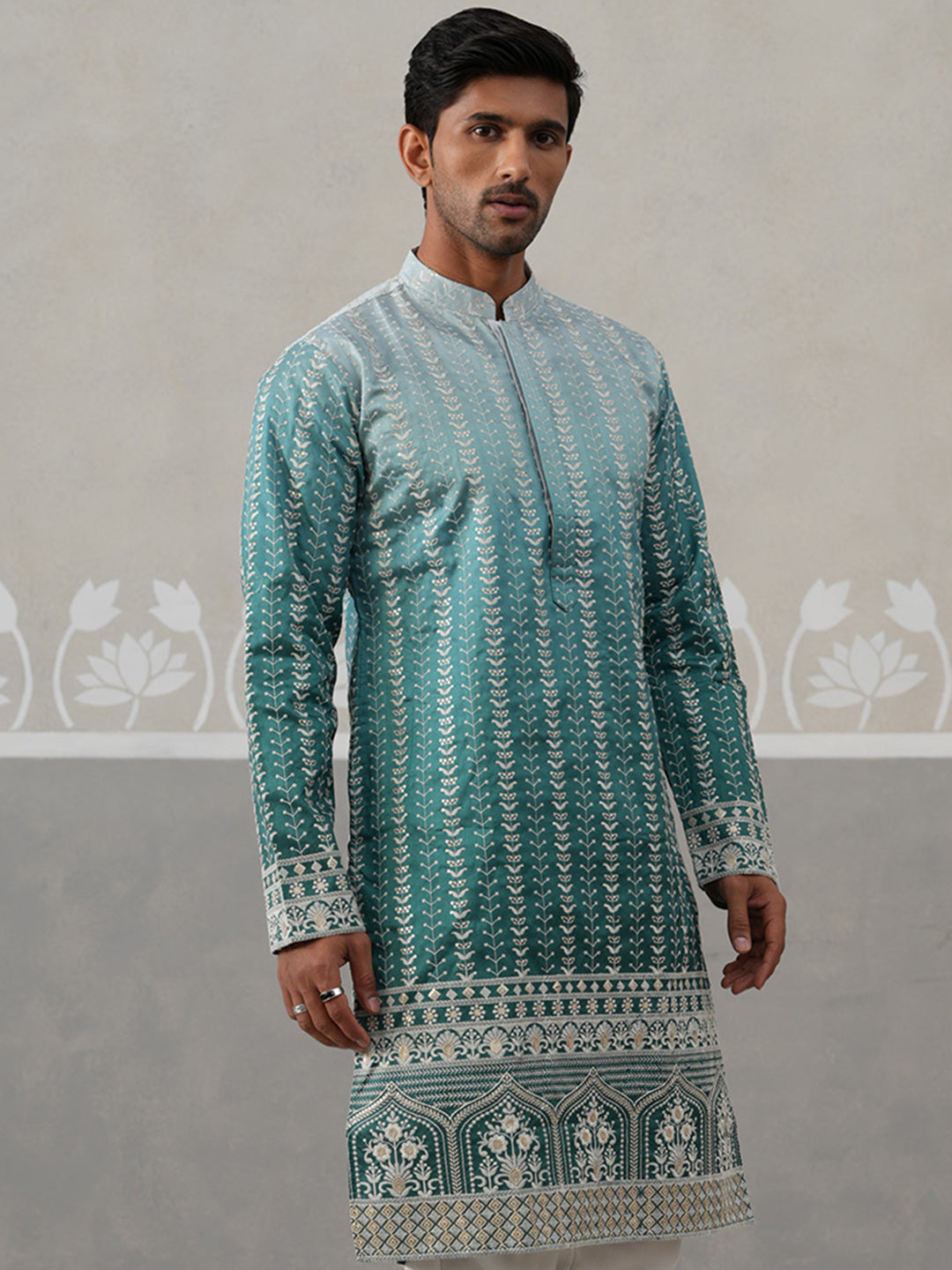 Silk Blend Kurta for men ( KO 5328 Peacock )