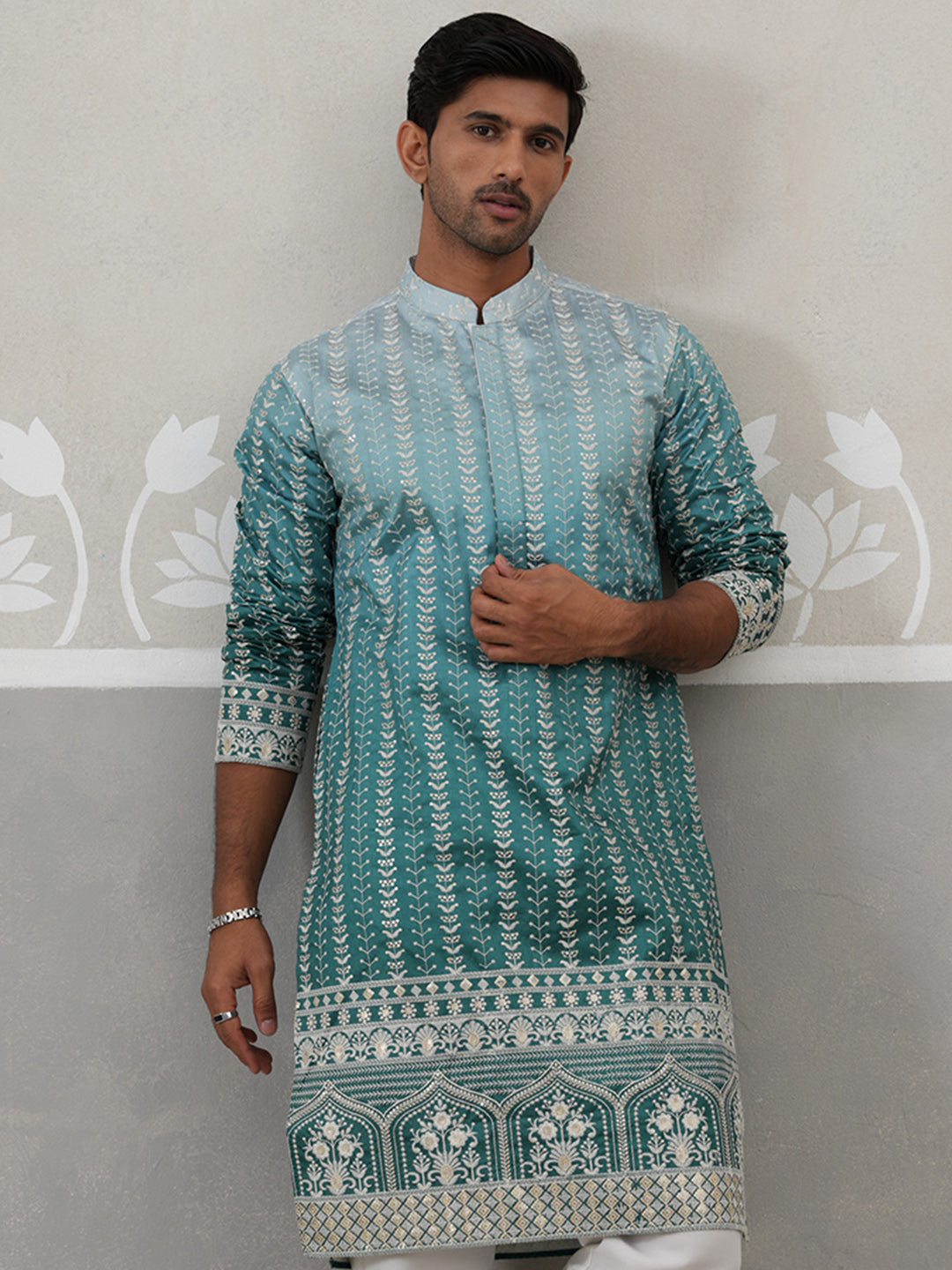 Silk Blend Kurta for men ( KO 5328 Peacock )