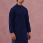Traditional Cotton Blend Embroidered Kurta ( 65KO 5334Navy S ) [FF] [F-1-2-3-4]