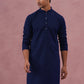 Traditional Cotton Blend Embroidered Kurta ( 65KO 5334Navy S ) [FF] [F-1-2-3-4]