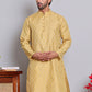 Jacquard Kurta Payjama Sets For Men ( JOKP P 568 Golden )
