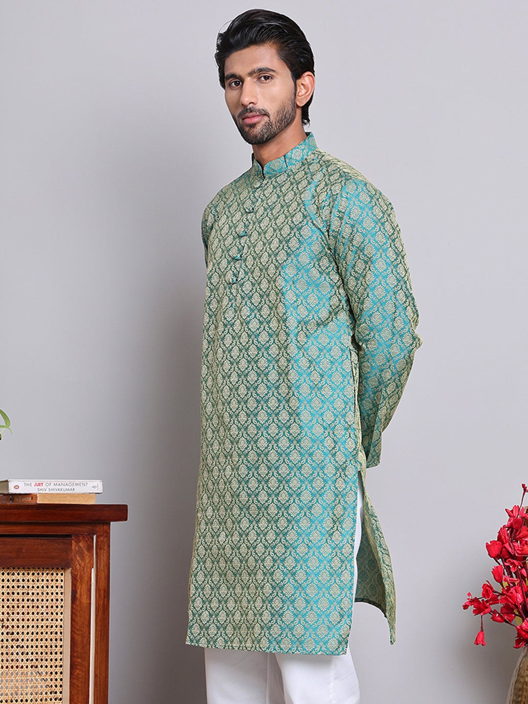 Jacquard Kurtas For Men ( INKO 568Green )
