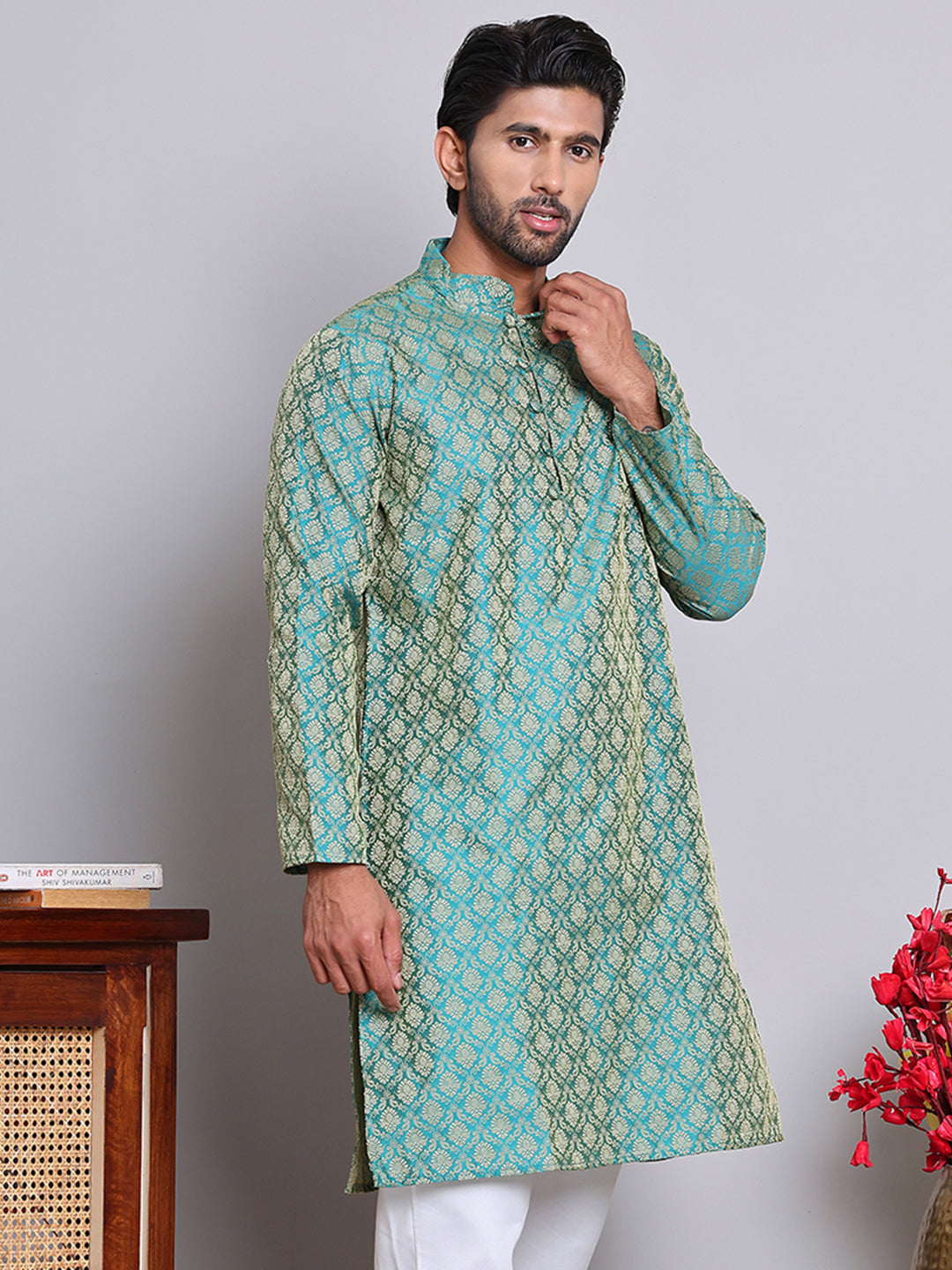 Jacquard Kurtas For Men ( INKO 568Green )