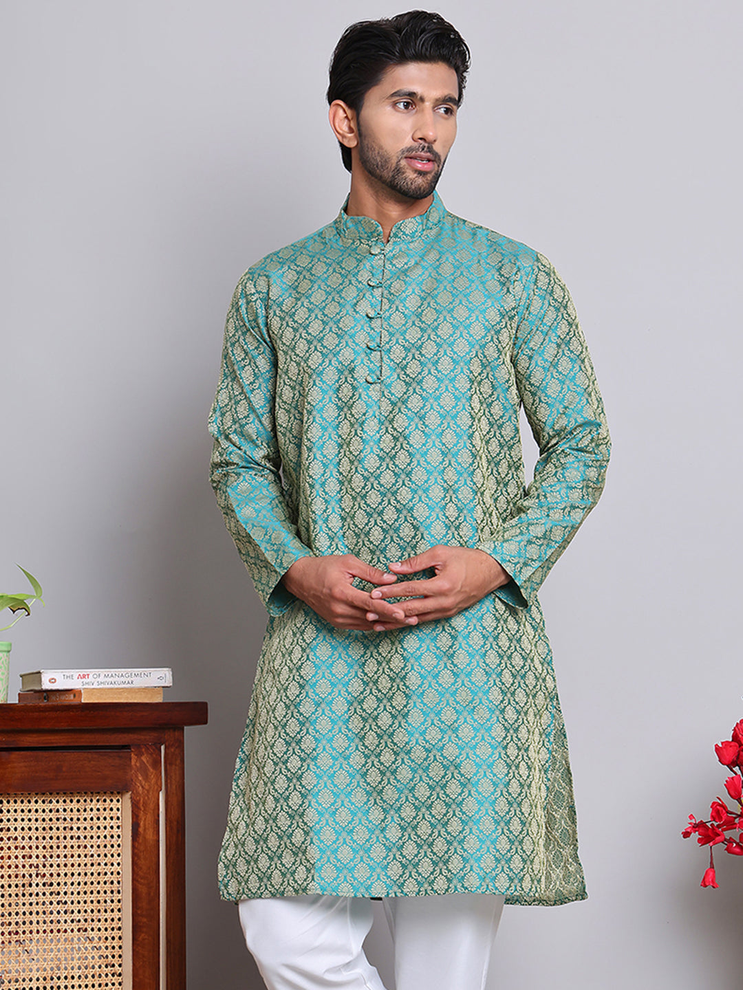 Jacquard Kurtas For Men ( INKO 568Green )