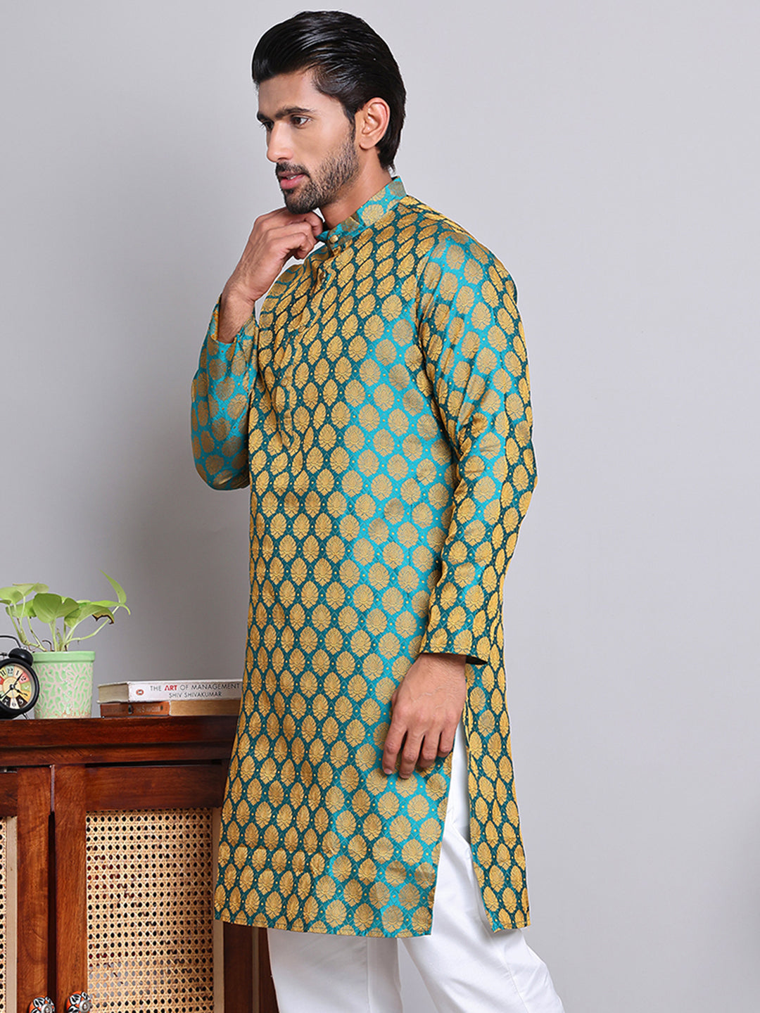 Jacquard Kurtas For Men ( KKO 586Green )