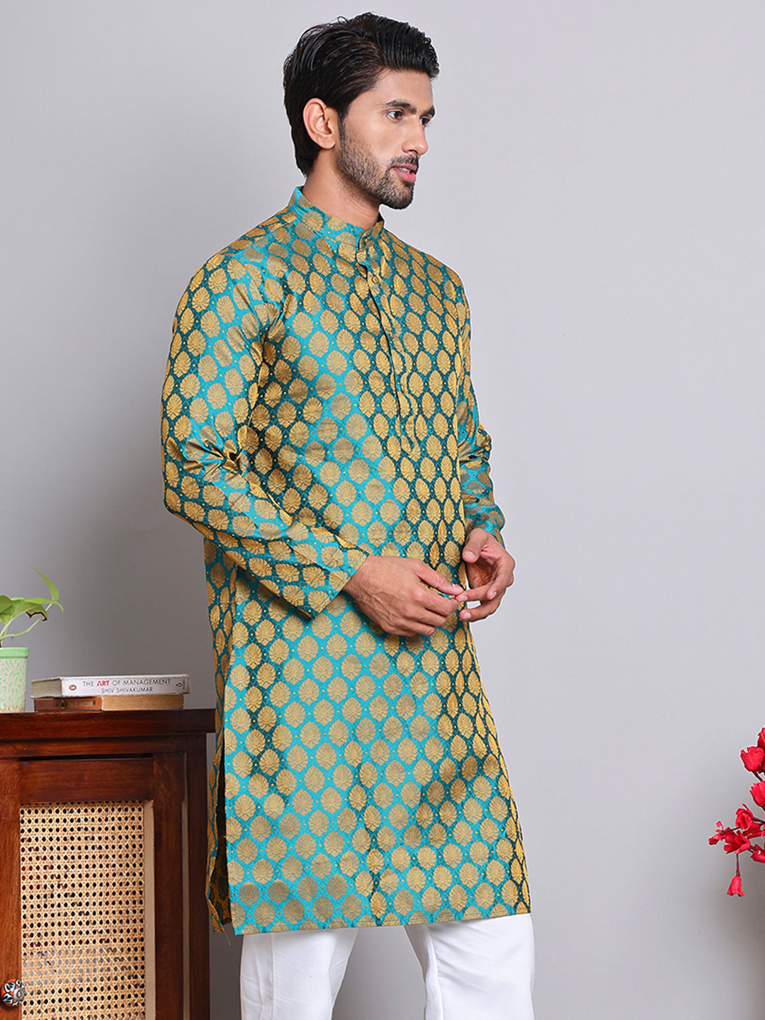 Jacquard Kurtas For Men ( KKO 586Green )