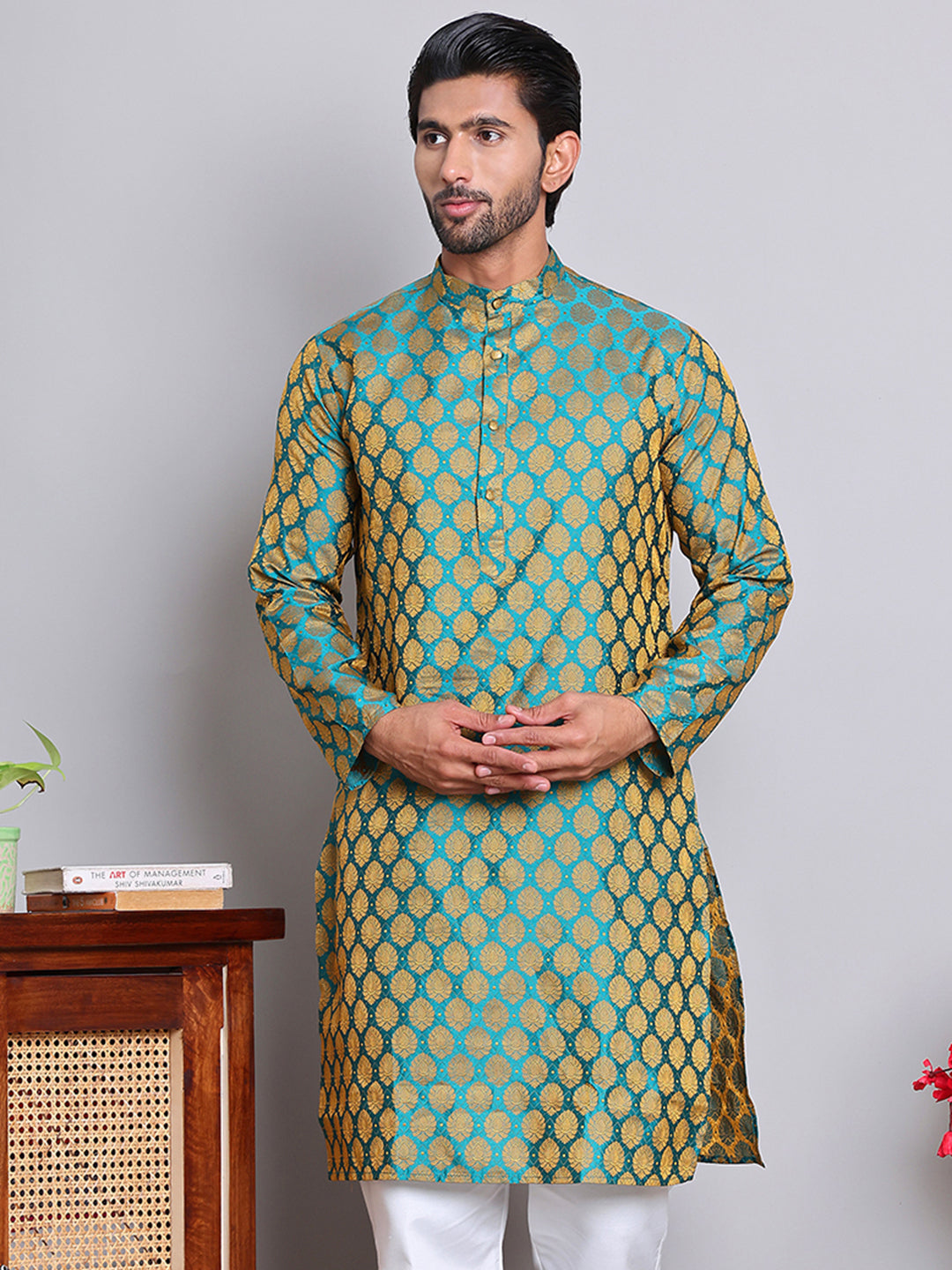 Jacquard Kurtas For Men ( KKO 586Green )