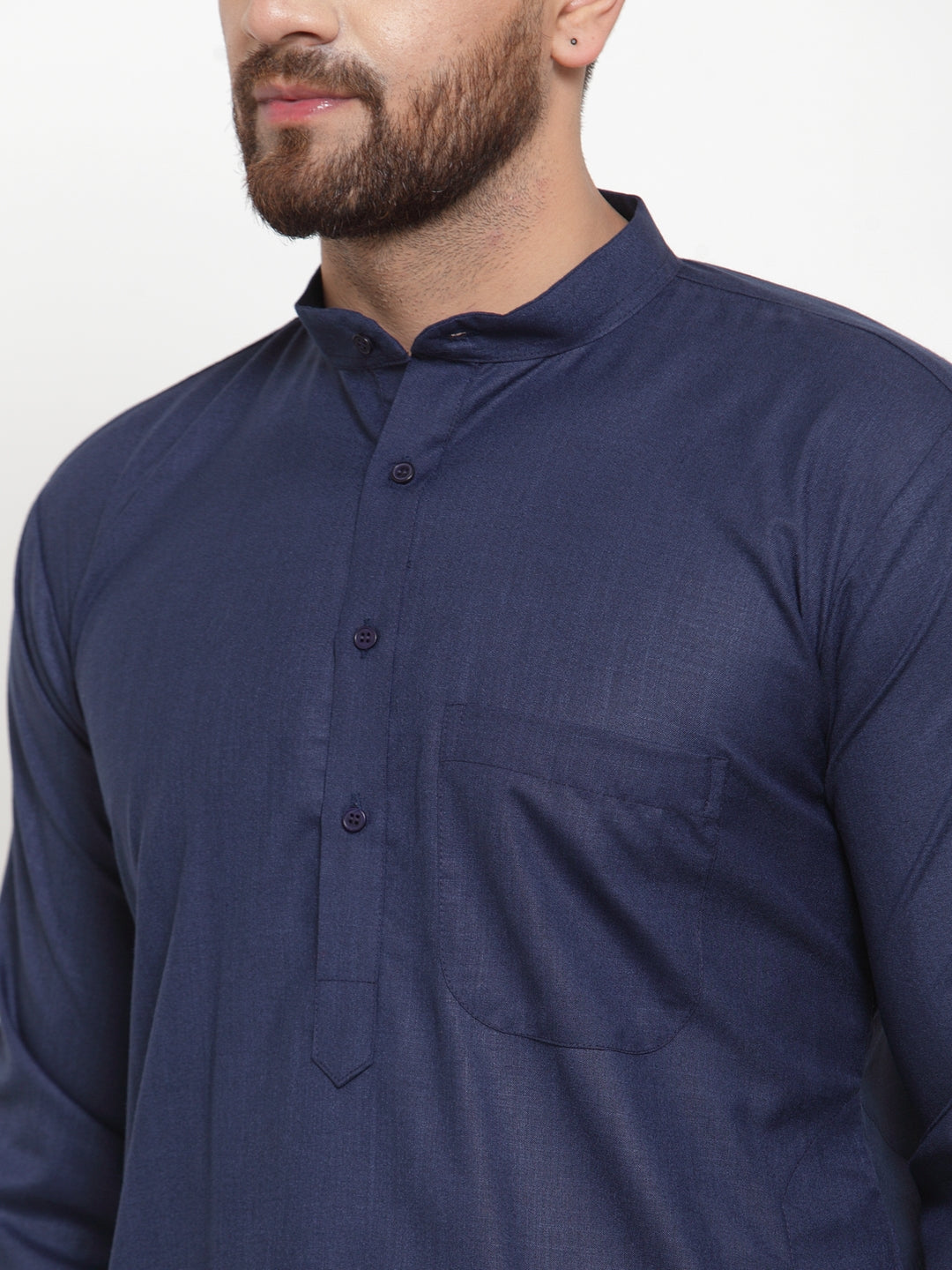 Jompers Men's Solid Cotton Kurtas (KO 592 Navy )