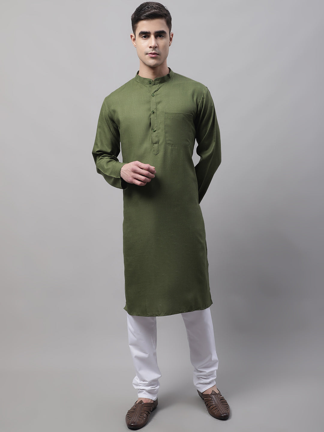 Jompers Men's Cotton Solid Kurtas