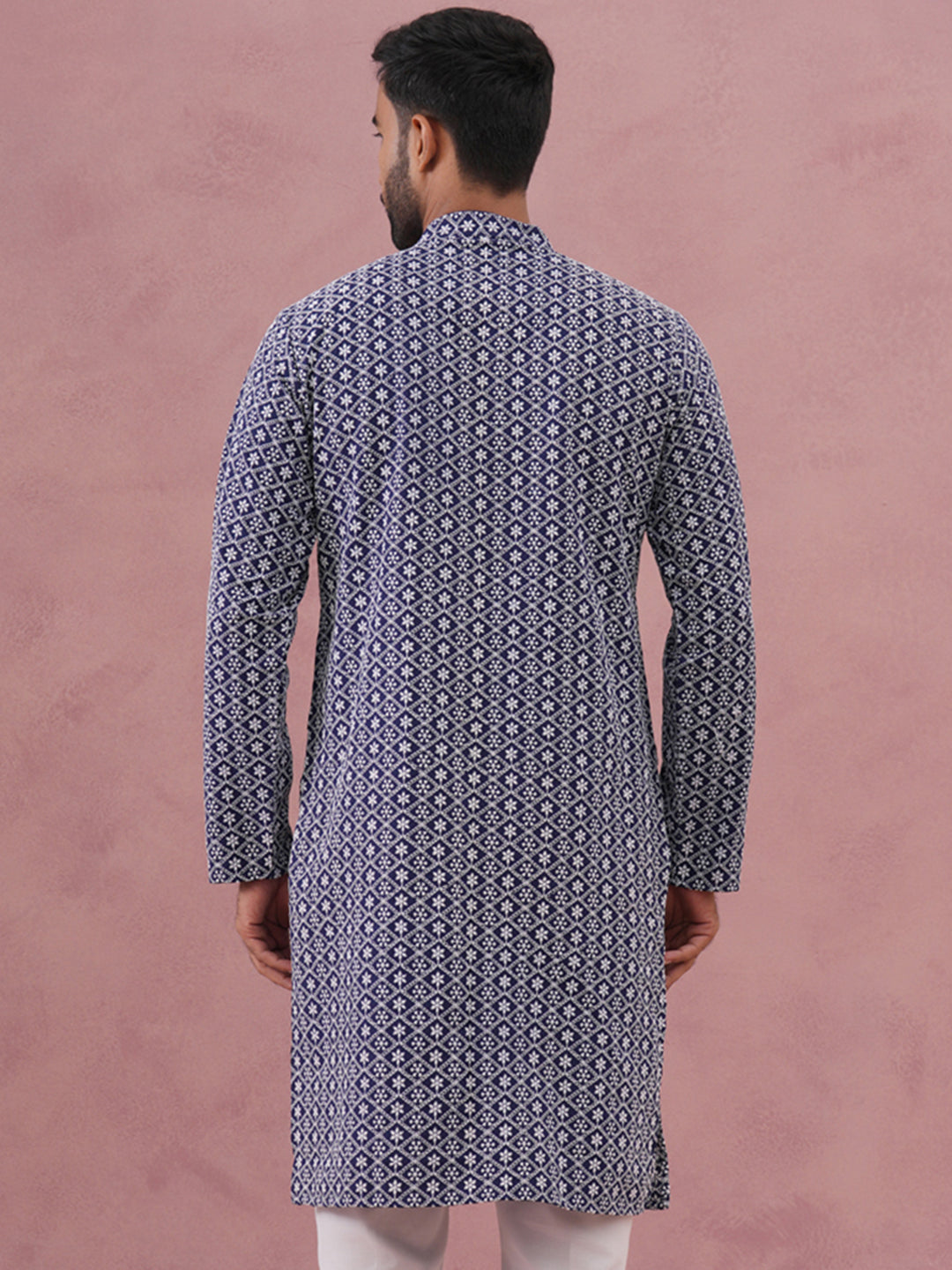 Floral Embroidered Kurta (KO 626 Blue ) [FF] [G-1-5]