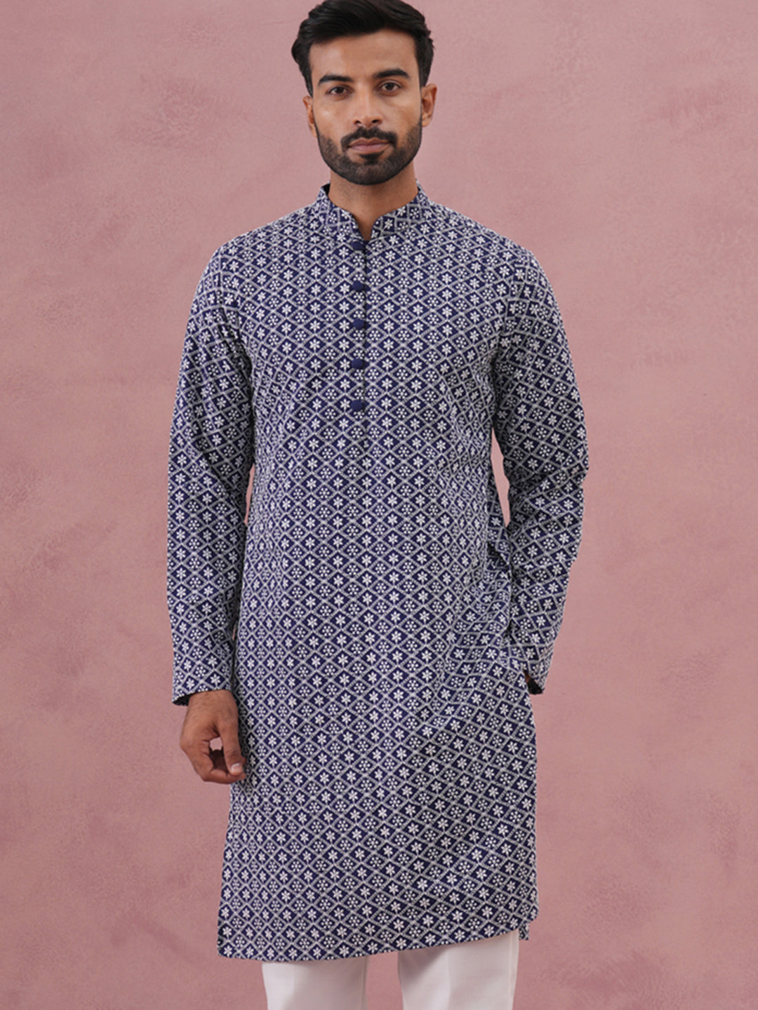 Floral Embroidered Kurta (KO 626 Blue ) [FF] [G-1-5]