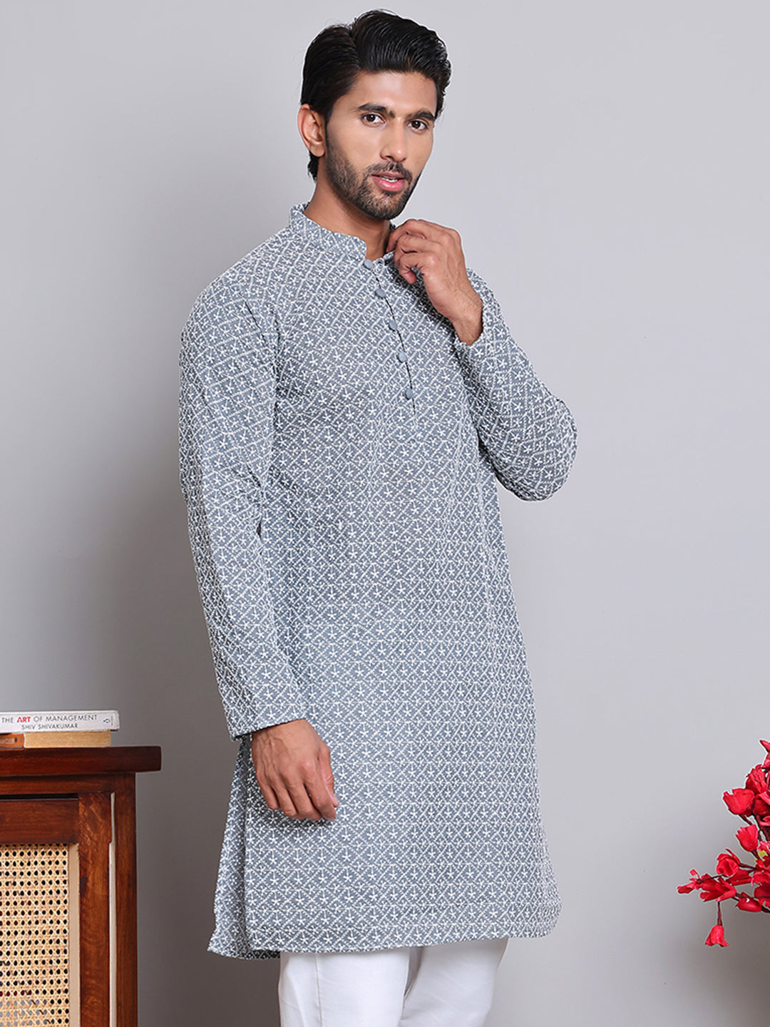 Floral Embroidered Kurtas ( INKOO 626Grey )