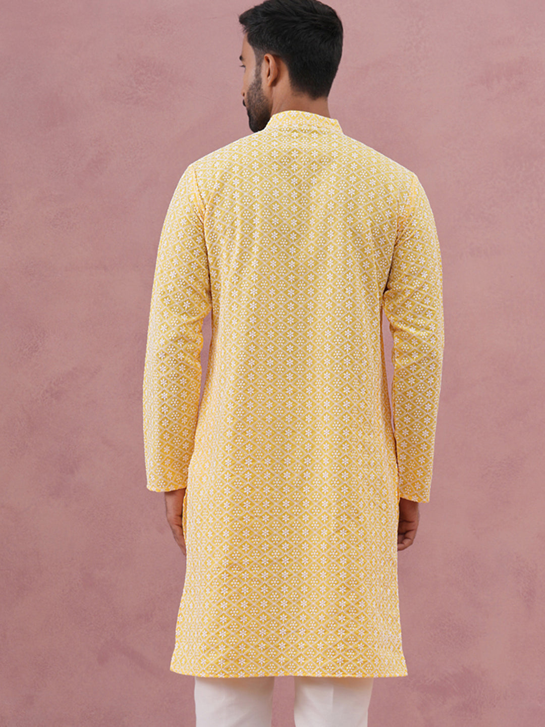 Floral Embroidered Kurta ( KO 626 Lemon ) [FF] [G-1-5]