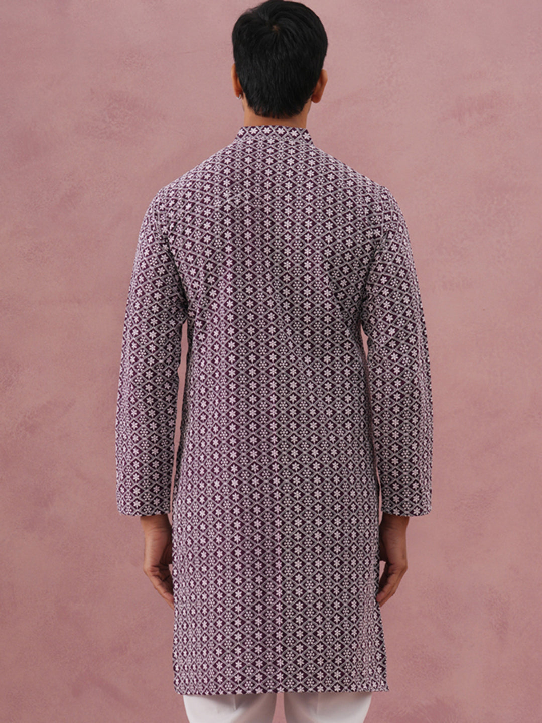 Floral Embroidered Kurta (KO 626 Purple ) [FF] [G-1-5]