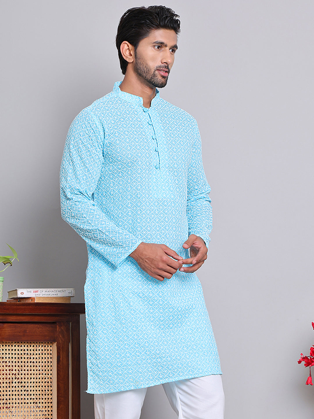 Floral Embroidered Kurtas ( INKOO 626Sky )