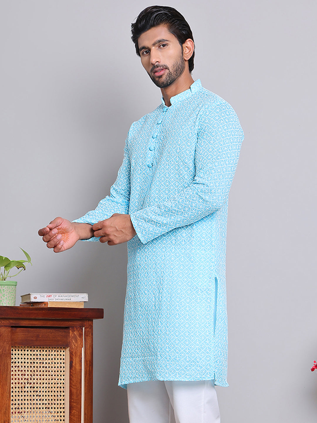 Floral Embroidered Kurtas ( INKOO 626Sky )