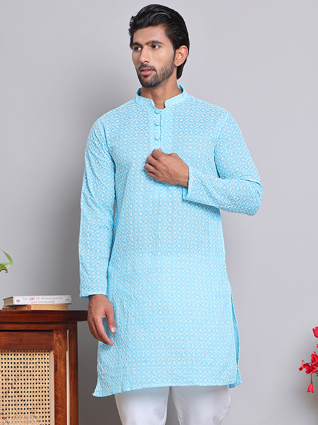 Floral Embroidered Kurtas ( INKOO 626Sky )